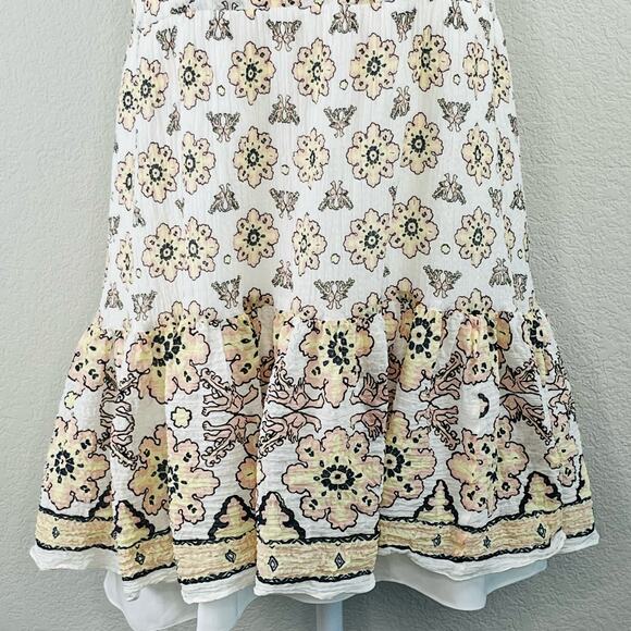 A.L.C. White Floral Print Sleeveless Tiered Scoop Neck Cami Tank Blouse XS/Small - Picture 6 of 11